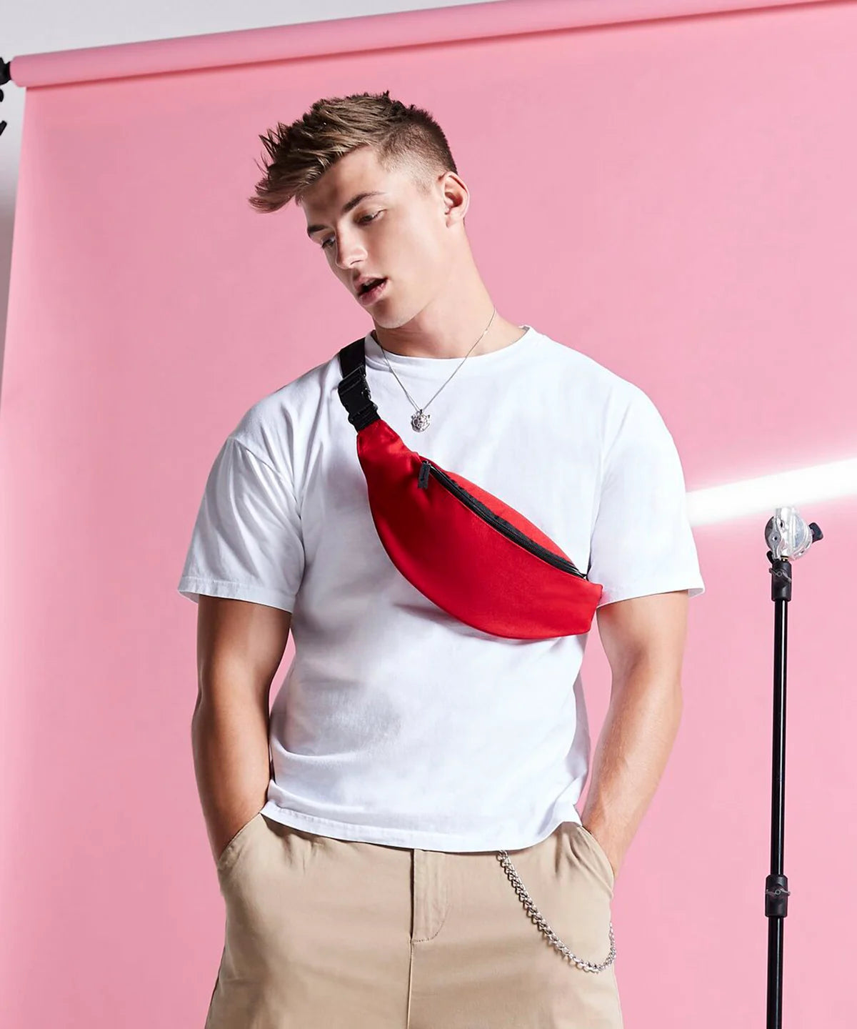 Bagbase Belt Bag / Bum Bag in Grey Adjustable Webbing Belt BG042 Choose QTY (R)