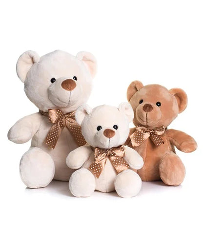 Mumbles Super Cute Velvet Teddy Bear Light Brown With a Spotted Ribbon MM032