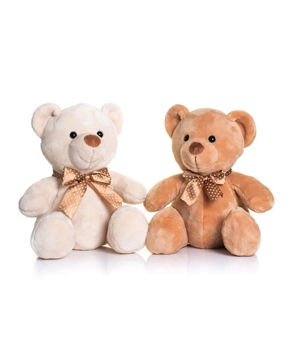 Mumbles Super Cute Velvet Teddy Bear Light Brown With a Spotted Ribbon MM032